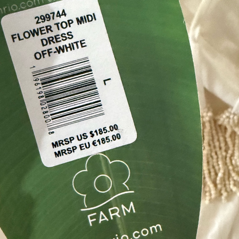 Farm Rio FLOWER TOP MIDI DRESS OFF-WHITE size large NWT - Picture 5 of 7